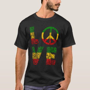 Rasta Reggae Music Love Peace Sign Rastafarian Lov T-Shirt