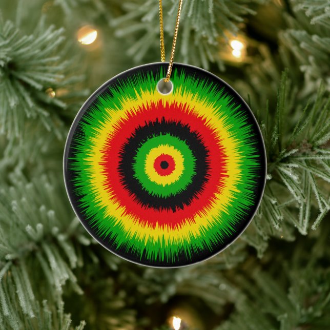 Rasta Reggae Music Tie Dye Bullseye Ceramic Ornament (Tree)