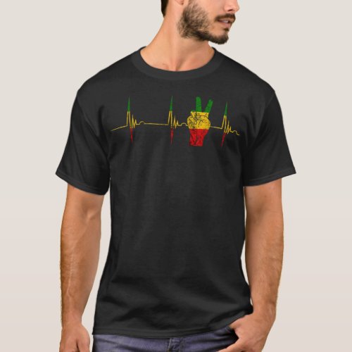 Rasta Reggae Peace Rastafari Roots Heartbeat EKG P T_Shirt
