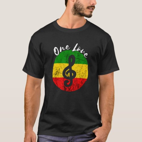 Rasta Reggae Rastafari Roots Music Note One Love H T_Shirt