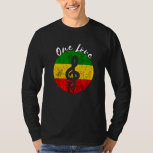 Rasta Reggae Rastafari Roots Music Note One Love H T-Shirt