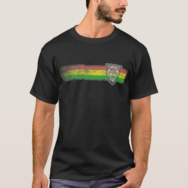 Rasta Reggae Stripes with Shield of David T-Shirt (Front)