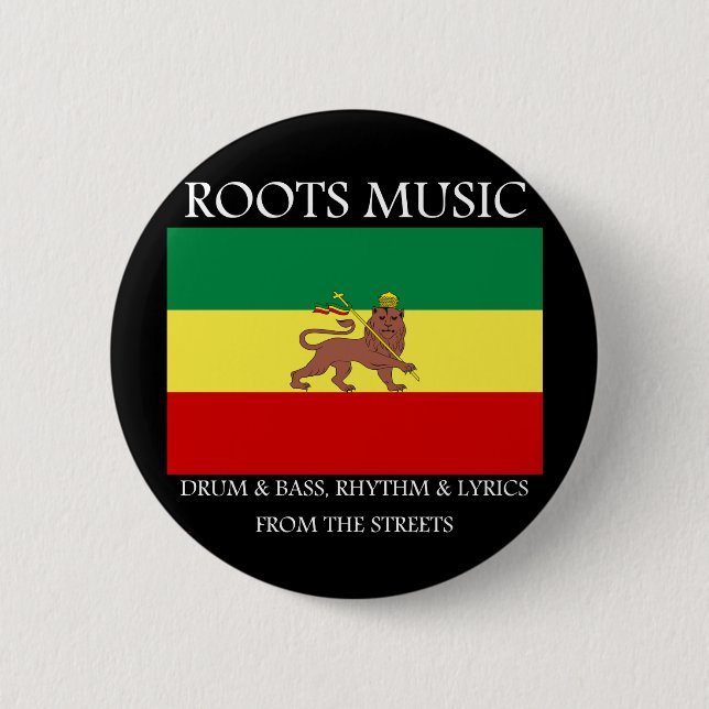 Rasta - Roots Music Ethiopia Flag Lion of Judah Button (Front)