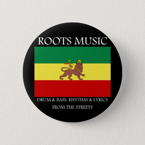 Rasta _ Roots Music Ethiopia Flag Lion of Judah Button