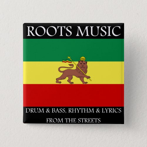 Rasta _ Roots Music Ethiopia Flag Lion of Judah Pinback Button