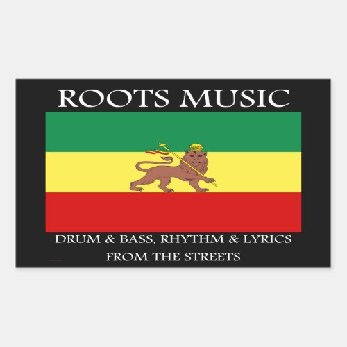 Rasta _ Roots Music Ethiopia Flag Lion of Judah Rectangular Sticker