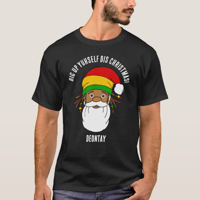 Rasta Santa Claus Merry Christmas T-Shirt (Front)