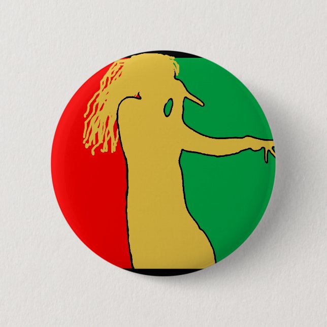 Rasta Singer Silhouette Pinback Button (Front)