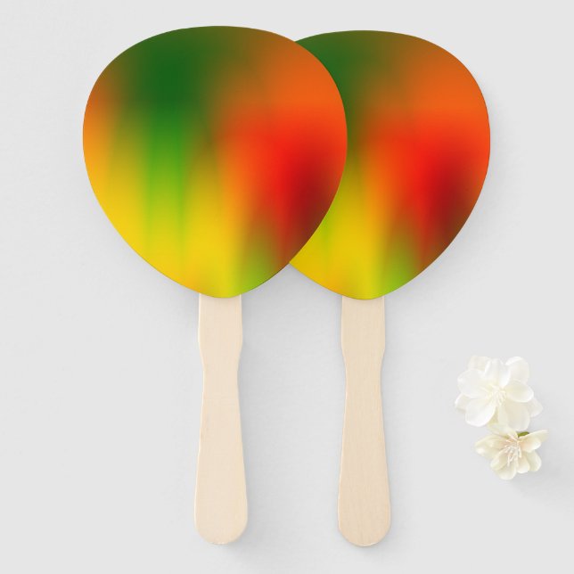Rasta Splash of Color Hand Fan (Front and Back)
