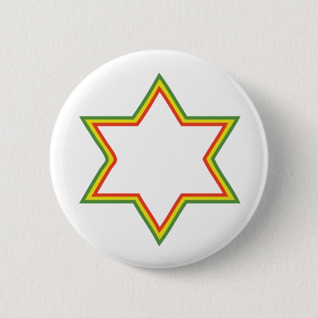 Rasta Star of David Pinback Button (Front)