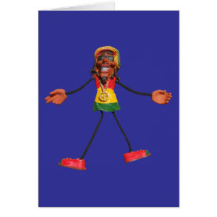 Rasta Stick Figure with Gold Peace Sign Cards