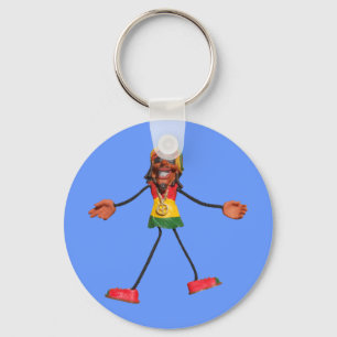 Rasta Stick Figure with Gold Peace Sign Keychain