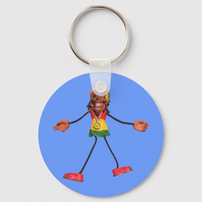 Rasta Stick Figure with Gold Peace Sign Keychain (Front)