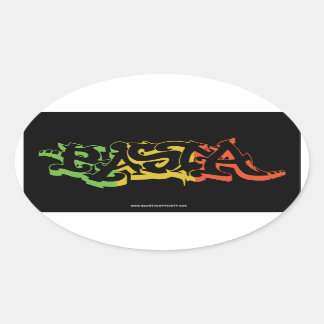 Rasta Sticker Oval Black Colored
