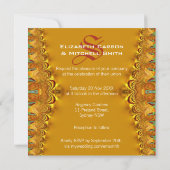 Rasta Tango Gold Lace Monogram Wedding Invitation (Back)
