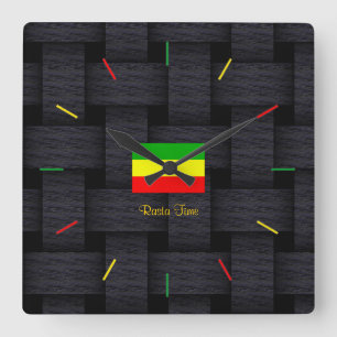 'Rasta Time' Square Wall Clock