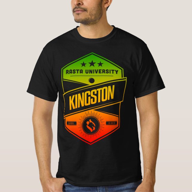 Rasta University Kingston Good Vibes Rasta Reggae T-Shirt (Front)