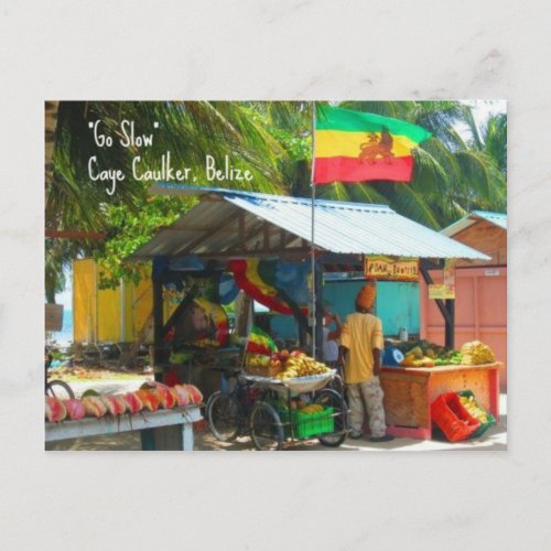 Rasta Veggie Stand n Caye Caulker Belize Postcard