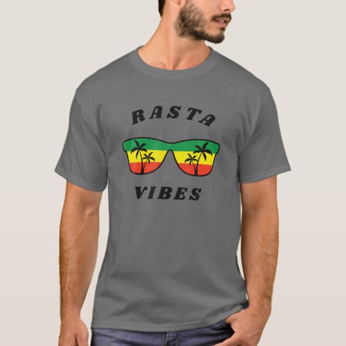Rasta Vibes Reggae Rastafari Palm Tree Tropical Su T_Shirt