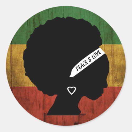 Rasta Woman Peace  Love  Classic Round Sticker