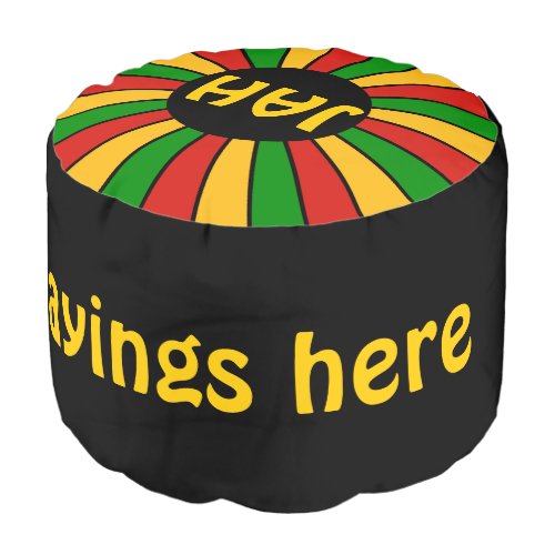 RASTAFARI FLAG BUTTON RAYS  your photo  text Pouf