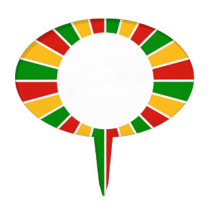 RASTAFARI FLAG BUTTON RAYS + your sign or monogram Cake Topper