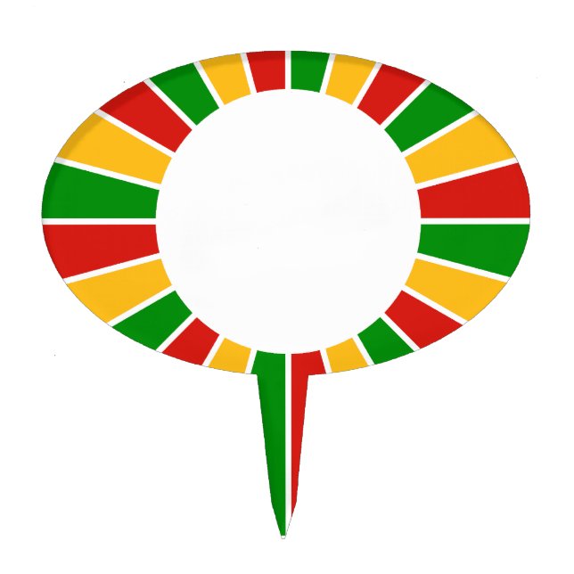 RASTAFARI FLAG BUTTON RAYS + your sign or monogram Cake Topper (Front)