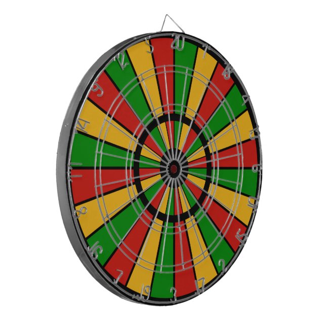 RASTAFARI FLAG BUTTON RAYS + your sign or monogram Dartboard (Front Left)