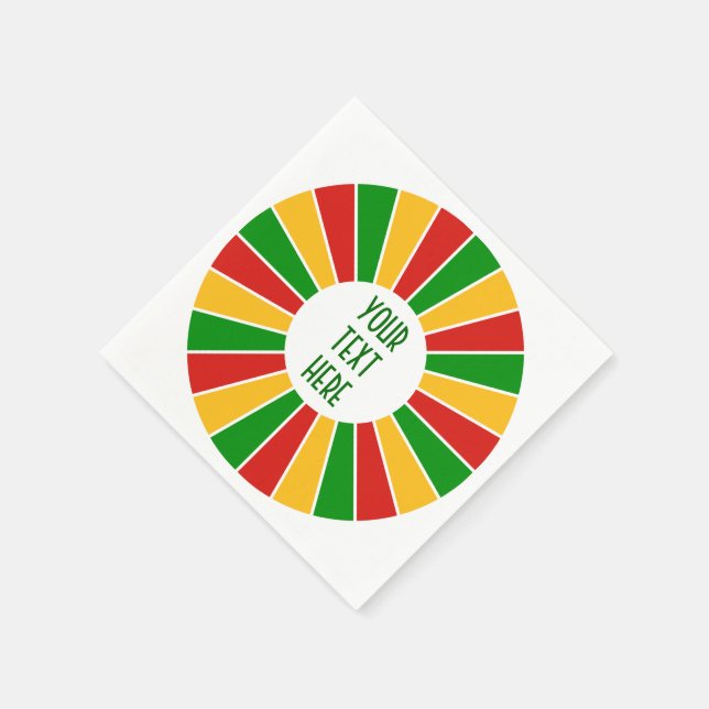 RASTAFARI FLAG BUTTON RAYS + your sign or monogram Napkins (Corner)