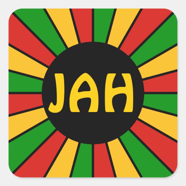 RASTAFARI FLAG BUTTON RAYS + your sign or monogram Square Sticker (Front)