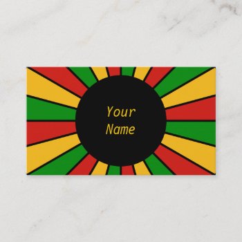 Rastafari Flag Button Rays   Your Sign Or Text Business Card by EDDArtSHOP at Zazzle