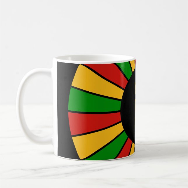 RASTAFARI FLAG BUTTON RAYS + your sign or text Coffee Mug (Left)