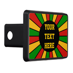 RASTAFARI FLAG BUTTON RAYS + your sign or text Hitch Cover