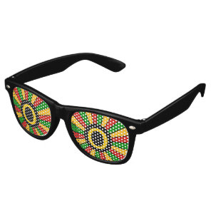 RASTAFARI FLAG BUTTON RAYS + your sign or text Retro Sunglasses