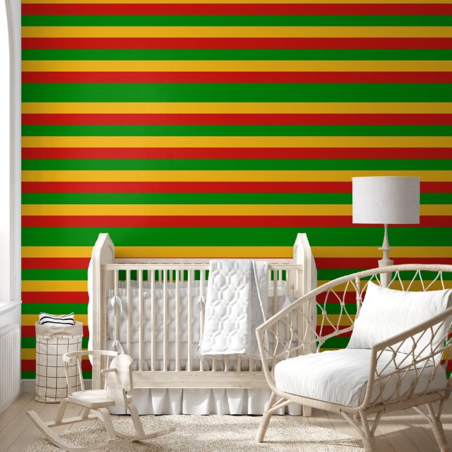 RASTAFARI FLAG COLORS - STRIPES WALLPAPER  (Kids)