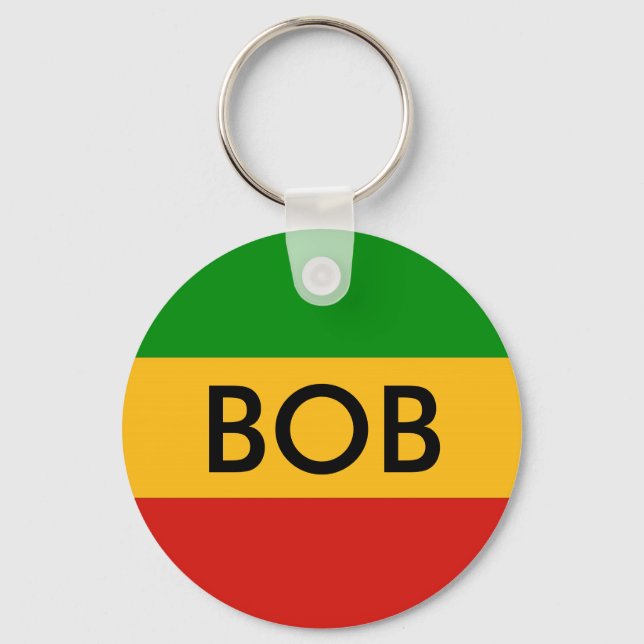 RASTAFARI FLAG COLORS + your Name & ideas Keychain (Front)