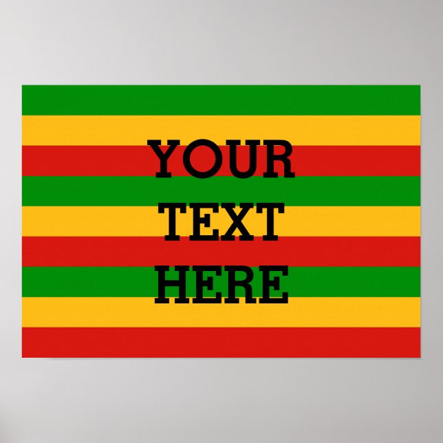 RASTAFARI FLAG COLORS + your text Poster (Front)