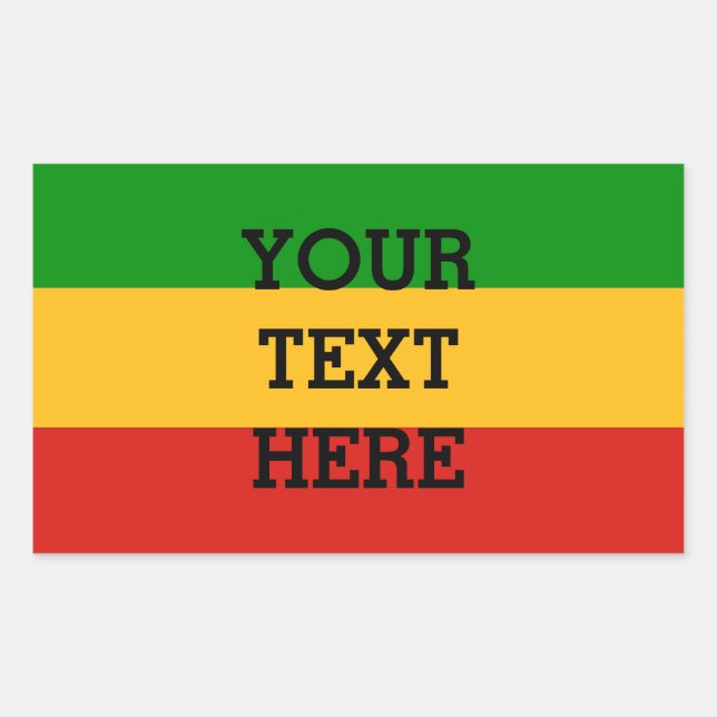 RASTAFARI FLAG COLORS + your text Rectangular Sticker (Front)