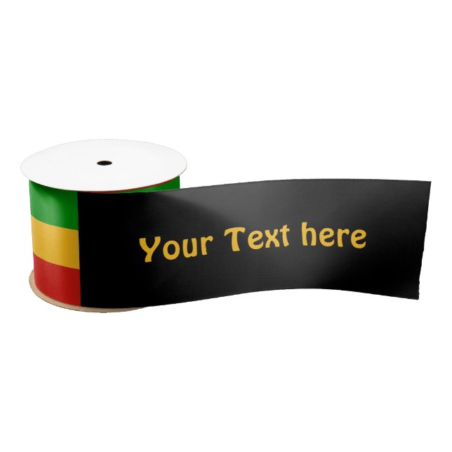 RASTAFARI FLAG COLORS + your text Satin Ribbon (Spool)