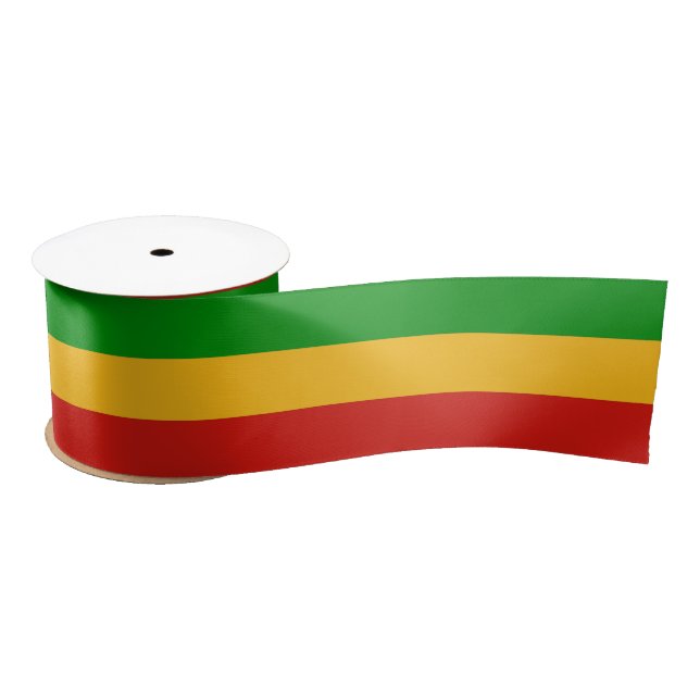 RASTAFARI FLAG COLORS + your text Satin Ribbon (Spool)