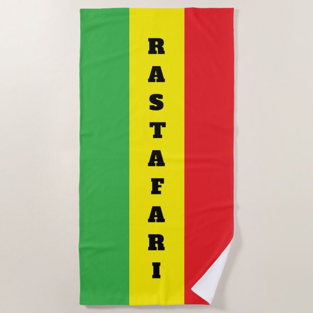 Rastafari flag custom beach towel (Front)