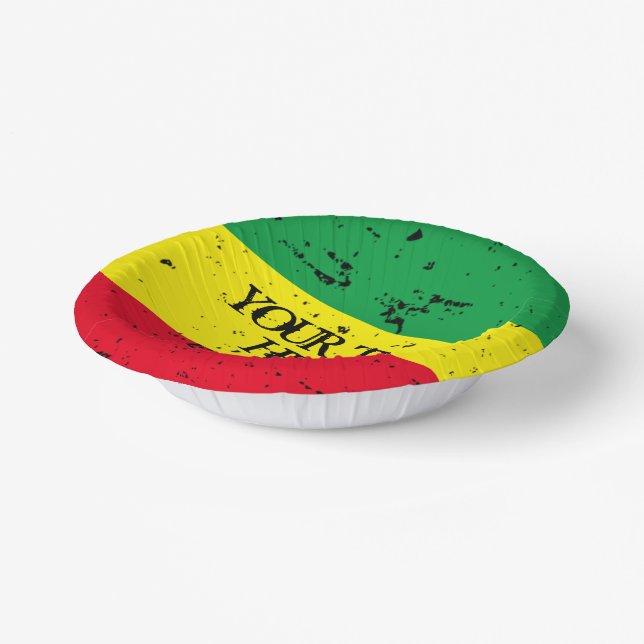 Rastafari flag reggae theme custom paper bowls (Angled)