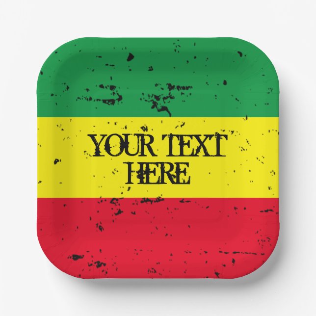 Rastafari flag reggae theme custom paper plates (Front)