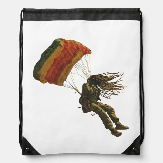 Rastafari leap headfirst for peace drawstring bag (Front)