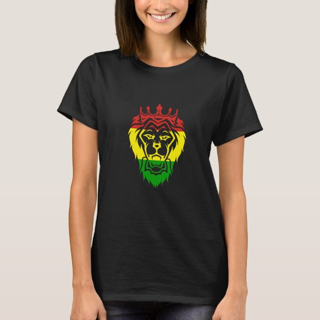 Rastafari Lion Head Jamaica Souvenir Rasta Roots R T-Shirt (Front)