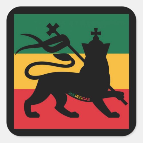 Rastafari Lion of Judah Square Sticker