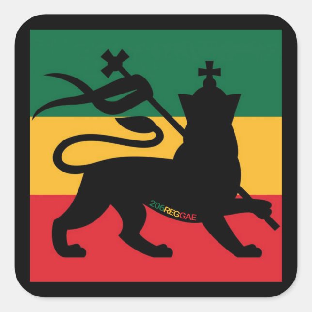 Rastafari Lion of Judah Square Sticker (Front)