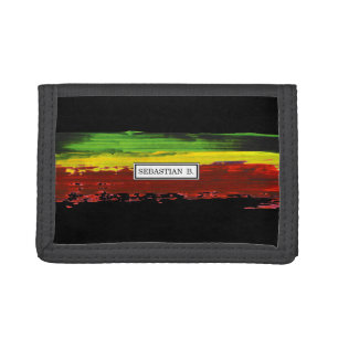 Rastafari Paint Stripe Custom Name Trifold Wallet
