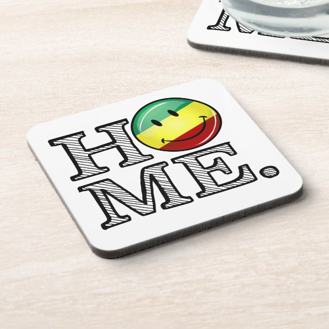 Rastafari Pride Smiling Flag Housewarming Beverage Coaster (Left Side)