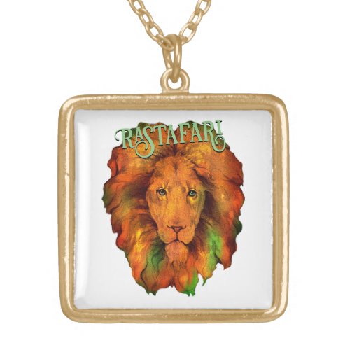 Rastafari Rastafarian Reggae Lion Gold Plated Necklace